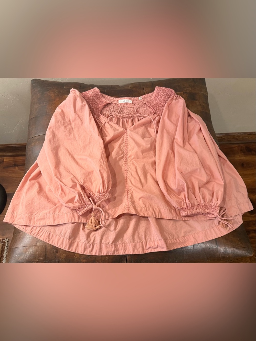 Doen pink peasant blouse